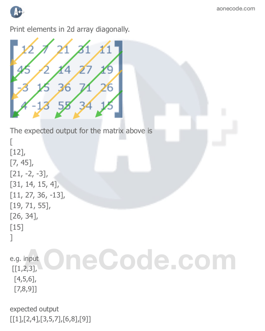 Print Matrix Diagonally